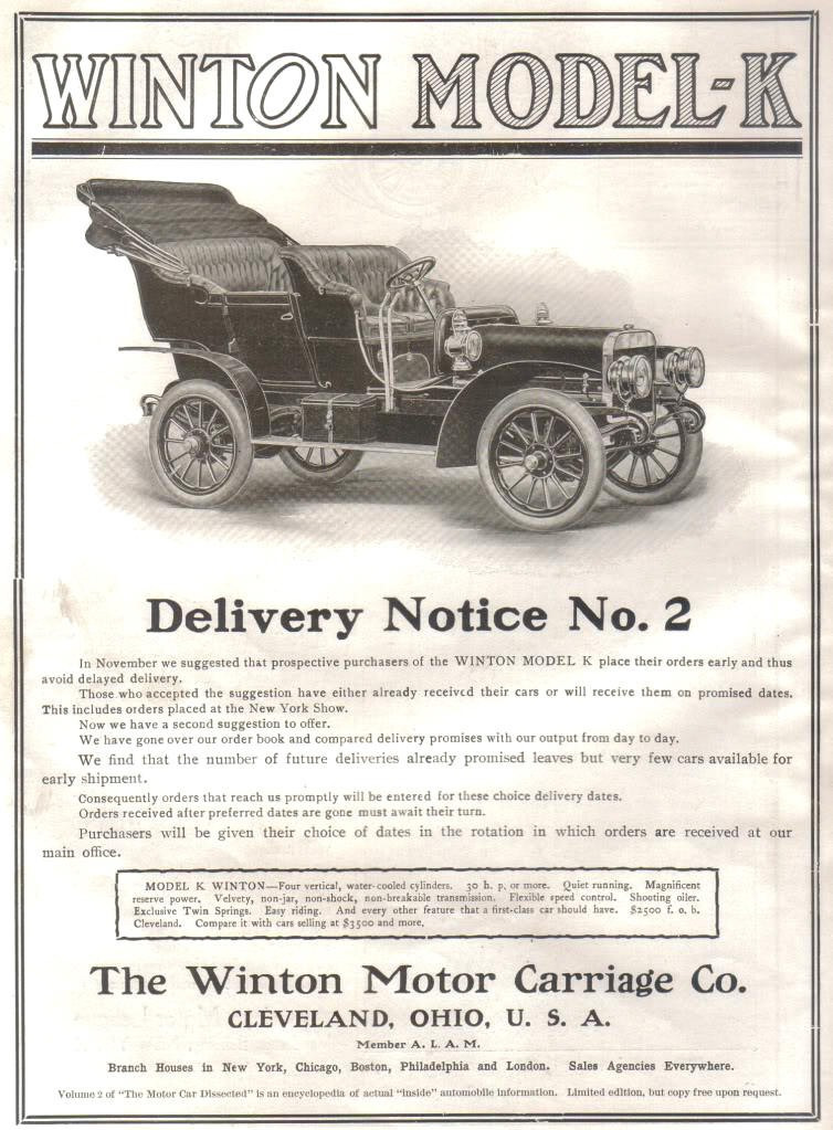 Winton Model-K от первого автопроизводителя в США и в мире, компании Winton Motor Carriage Company